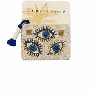 America & Beyond Evil Eyes Beaded Coin Pouch